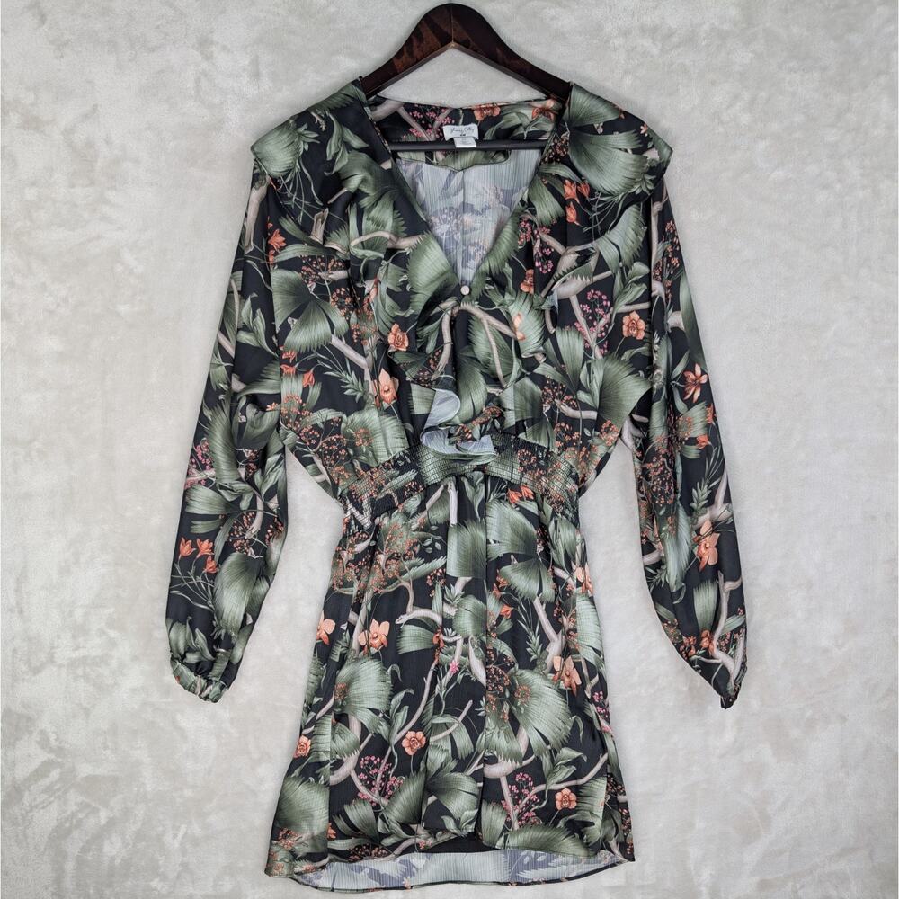 Johanna Ortiz x H&M Wild Orchid Ruffle Mini Dress Small Botanical Glamoratti